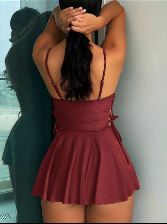 Dress swimsuit - burgundy