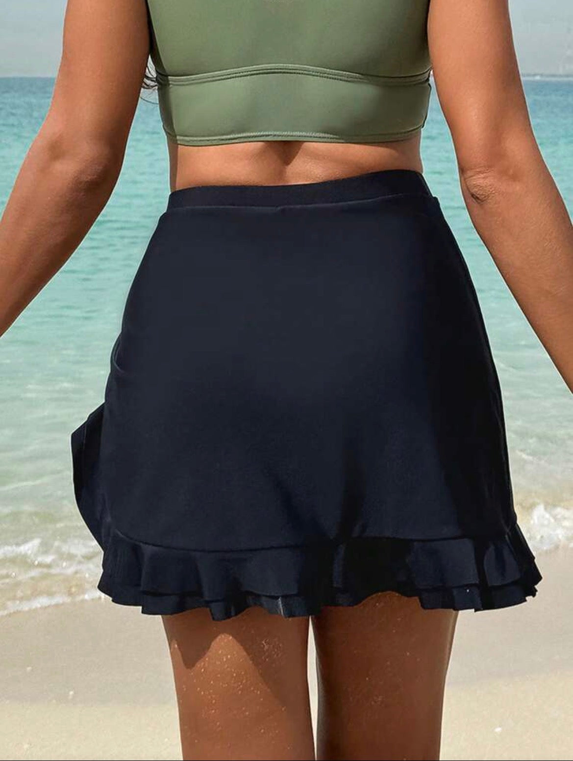 Swim Vcay Women's Navy Blue Floral White Lily Placement Print Summer Casual Holiday Vacation Mini Skirt