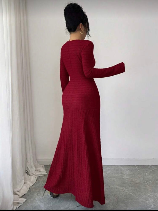Elegant Burgundy Dress