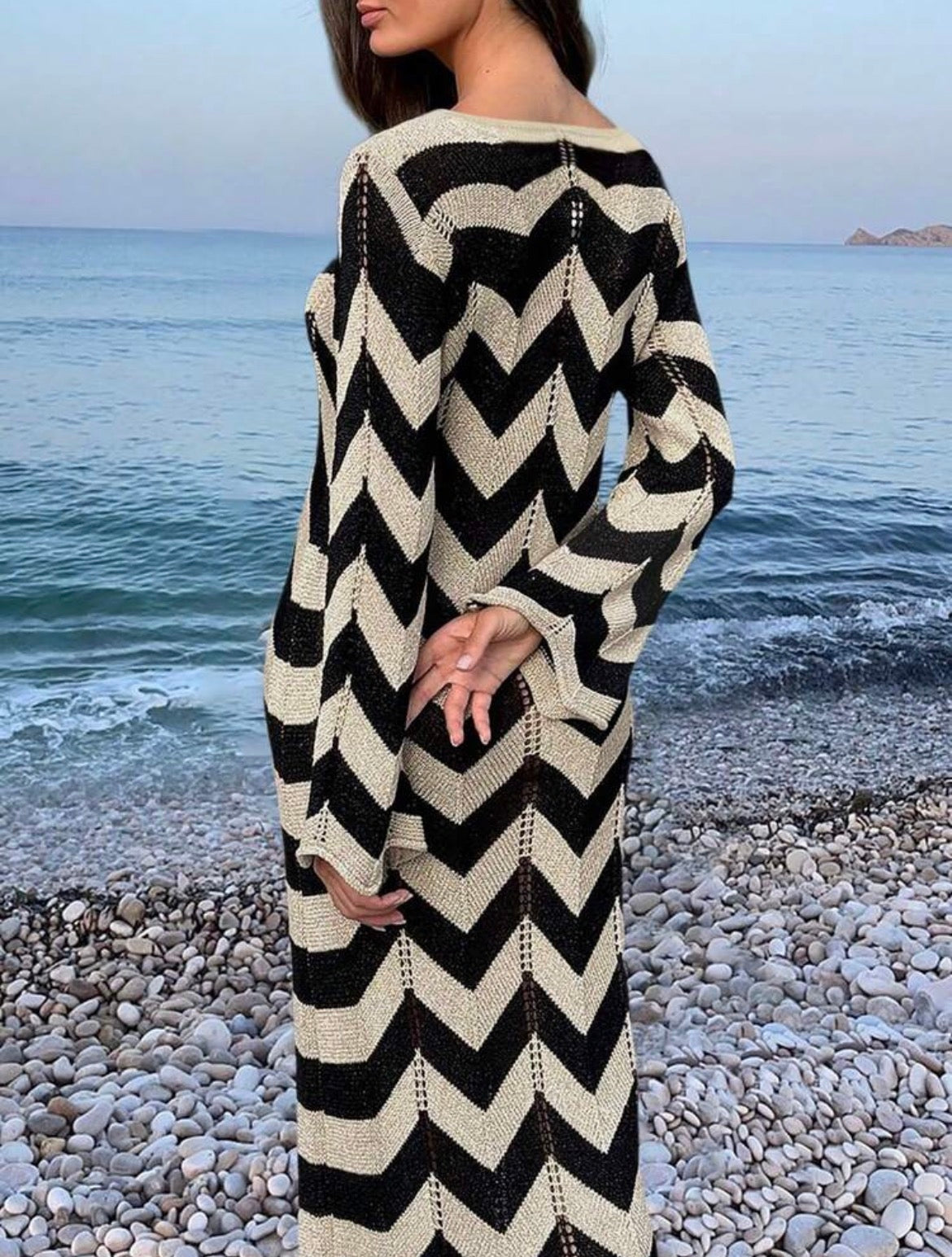 Women's Elegant Minimalist Textured Dress, Beach Cover-Up, Resort Wear