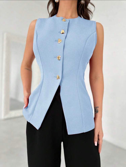 Firerie Women's Elegant Metal Heart Decor Thin Jacket