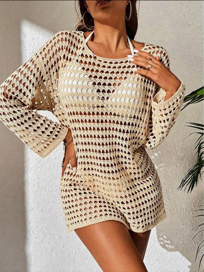 Hollow Out Knitted Sheer Cover Up