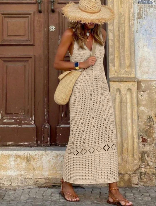Breezaya Women's Sleeveless Solid Color Knit Casual Vacation Dress