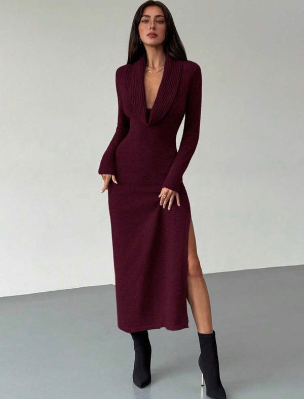 Bordeaux Shawl Maxi Dress
