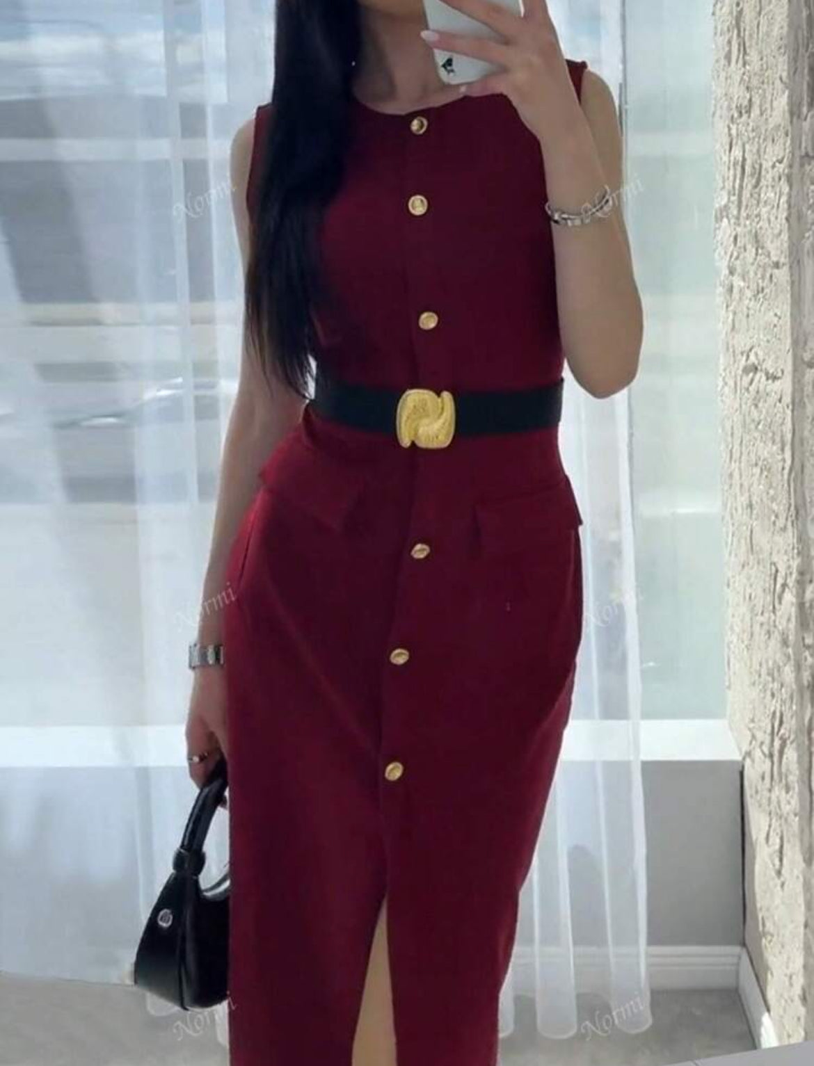 Belted dress - red