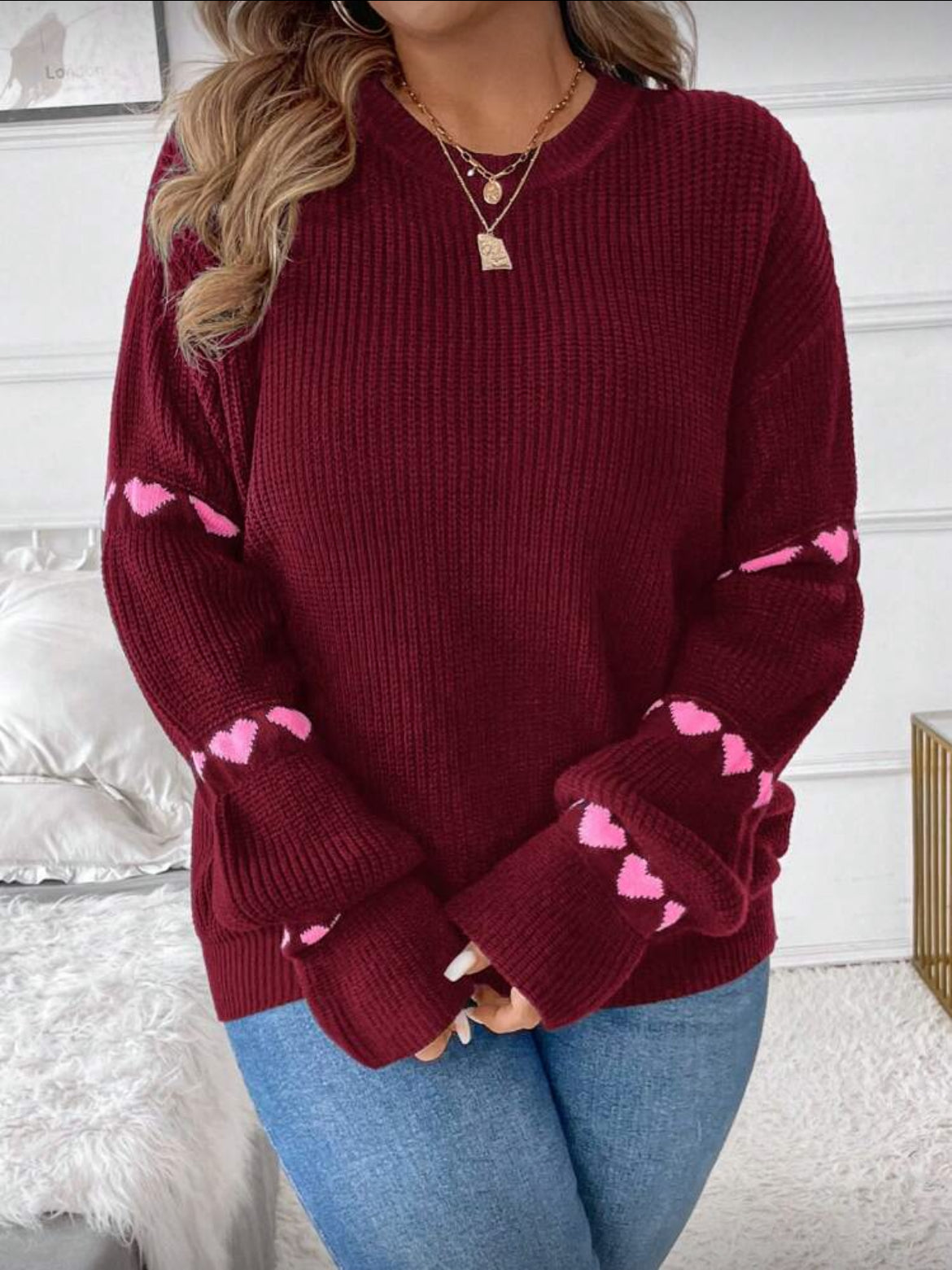 Plus size sweater with hearts
