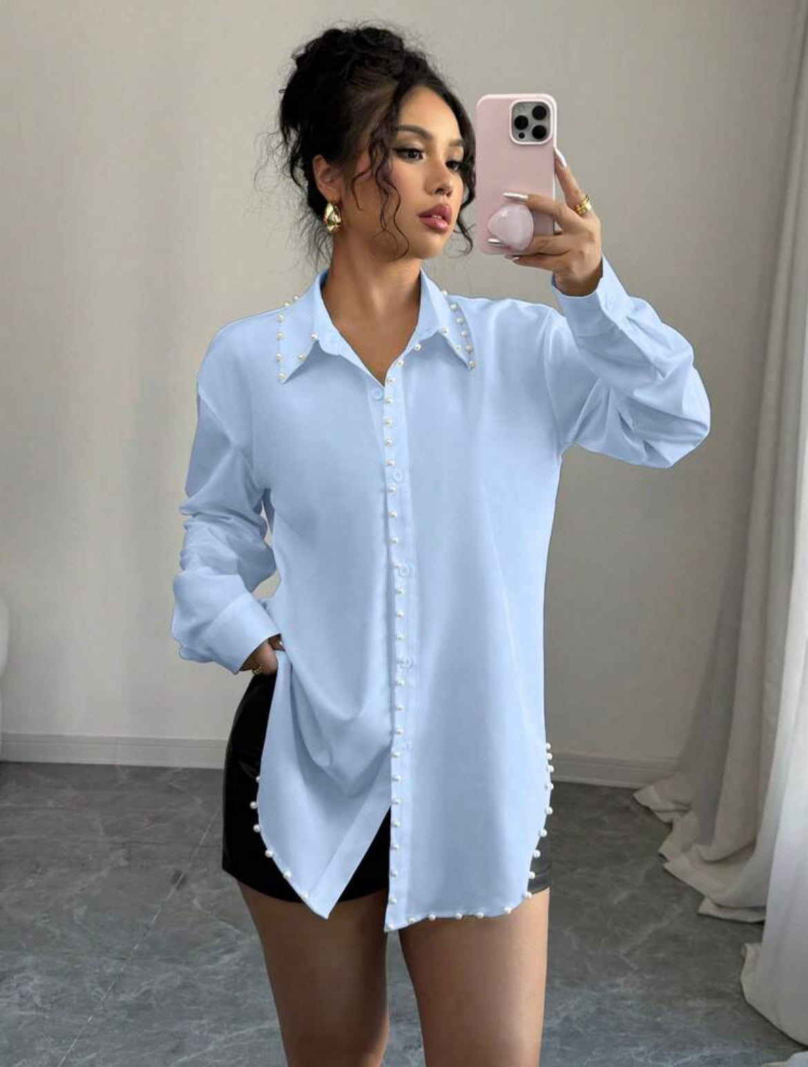 Long sleeve chimes with pearls