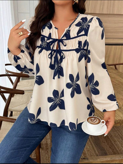 Floral top with long sleeves