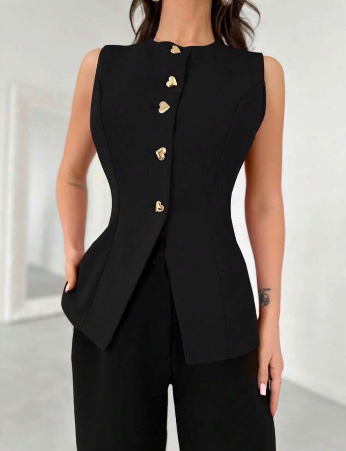 Firerie Women's Elegant Heart Metallic Decor Suit Vest