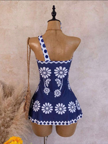 One Shoulder Twist Front Ruched Waist Minimalist Swimsuit Two Pieces