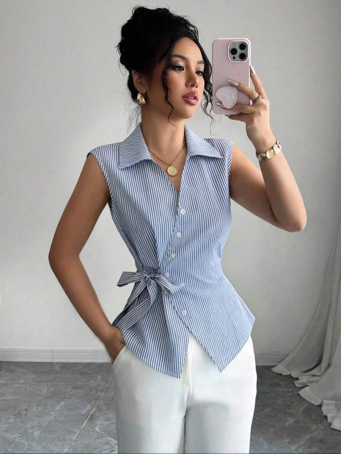 Stripped sleeveless top