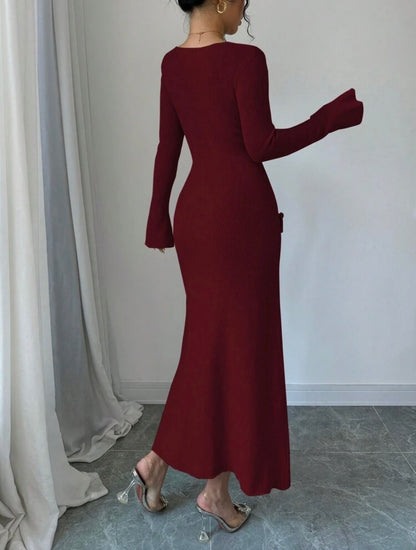 Rosette Knit Midi Dress