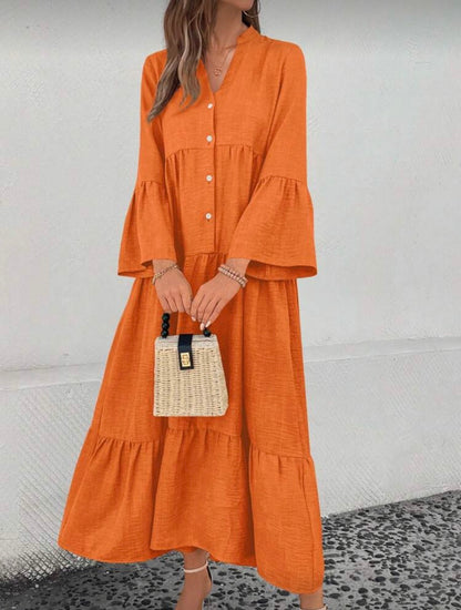 V-Neck Flare Dress