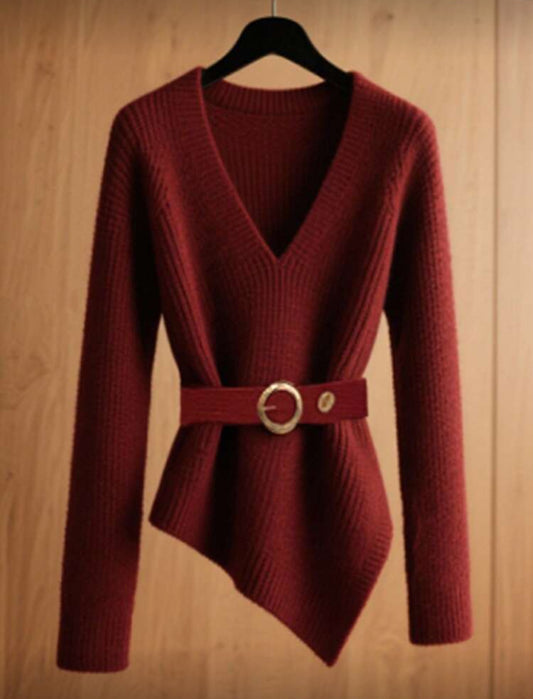 Wine Buckle Wrap Sweater