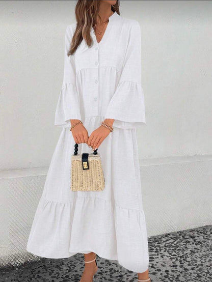 V-Neck Flare Dress