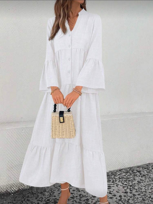 V-Neck Flare Dress