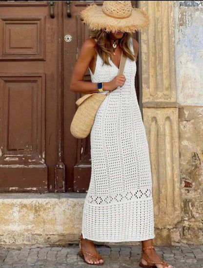 Breezaya Women's Sleeveless Solid Color Knit Casual Vacation Dress