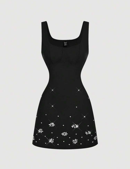 Rhinestone Elegant Mini Dress