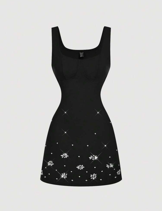 Rhinestone Elegant Mini Dress