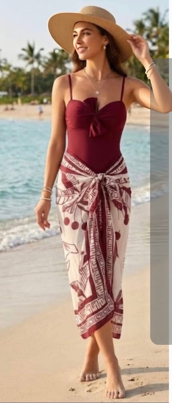 Swim Oasis 1pc Women Solid Color Slim-Fit Camisole, and coverup