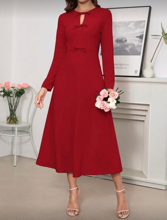 Elegant Bowknot Red Dress