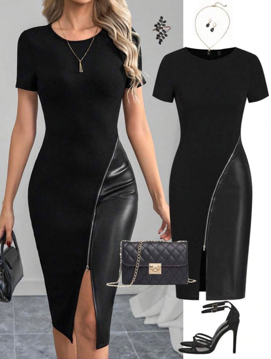 Elegant Dress with leather