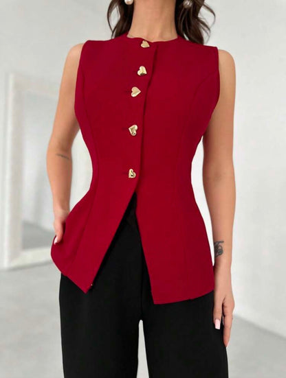 Firerie Women's Elegant Heart Metallic Decor Suit Vest