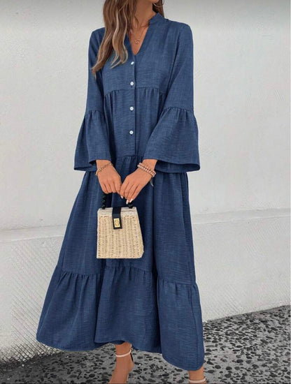 V-Neck Flare Dress