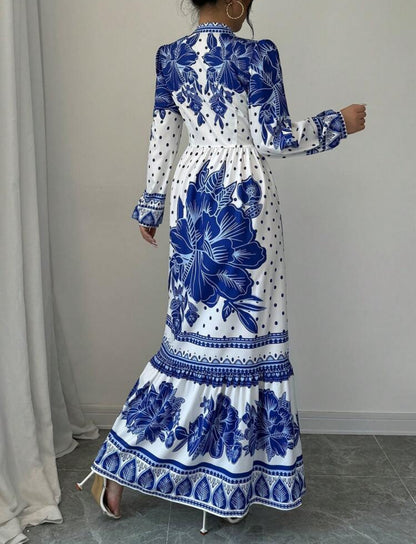 Long sleeve blue dress