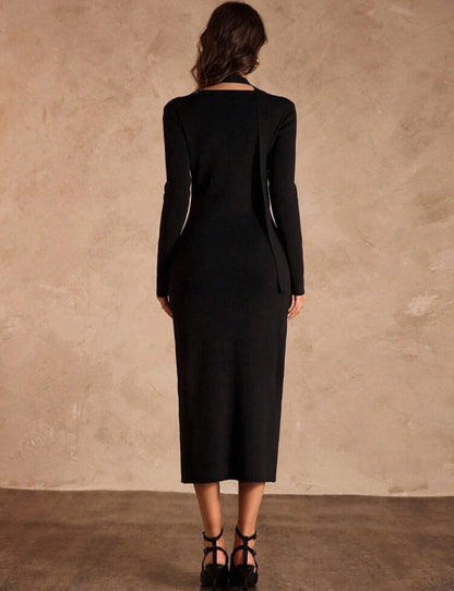 Noir Jewel Knit Midi Dress