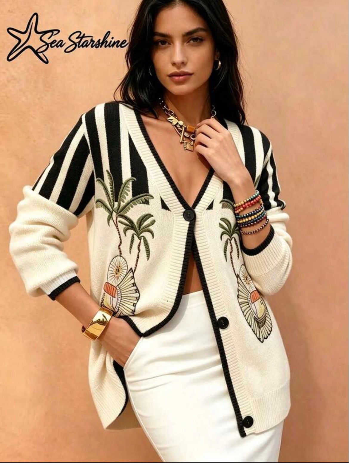 Palm Breeze Embroidered Cardigan