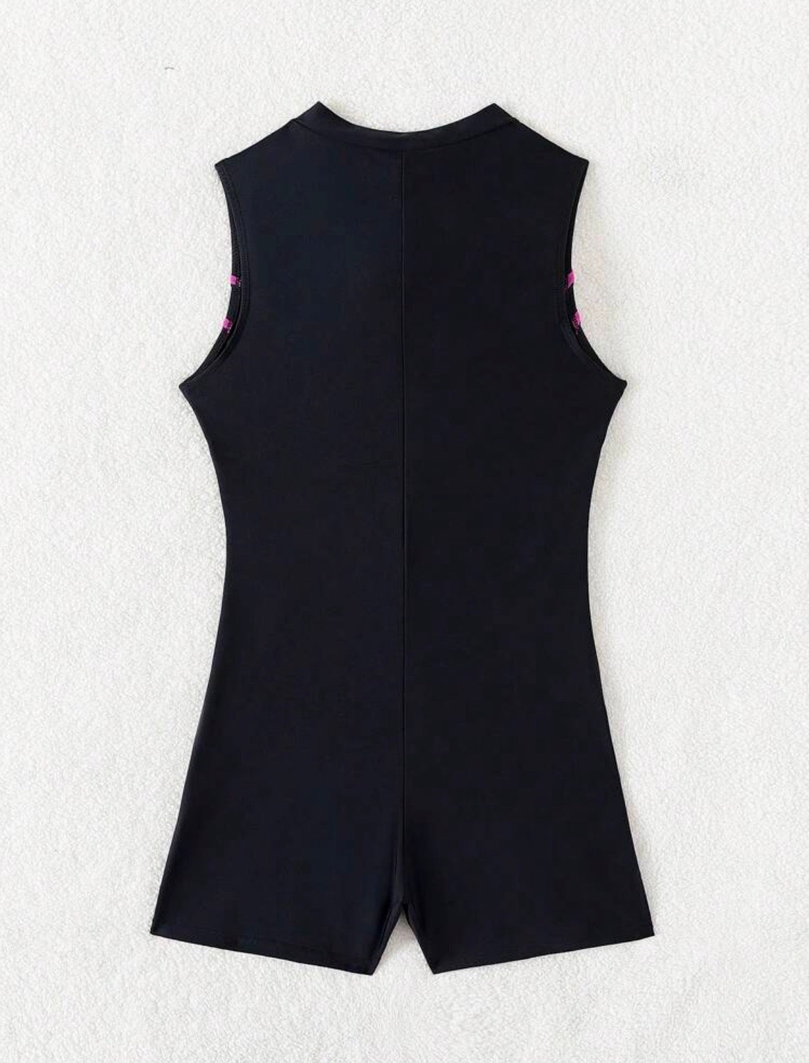Swim SPRTY Women's Black Round Neck Casual Sports Zipper One Piece Swim Wear