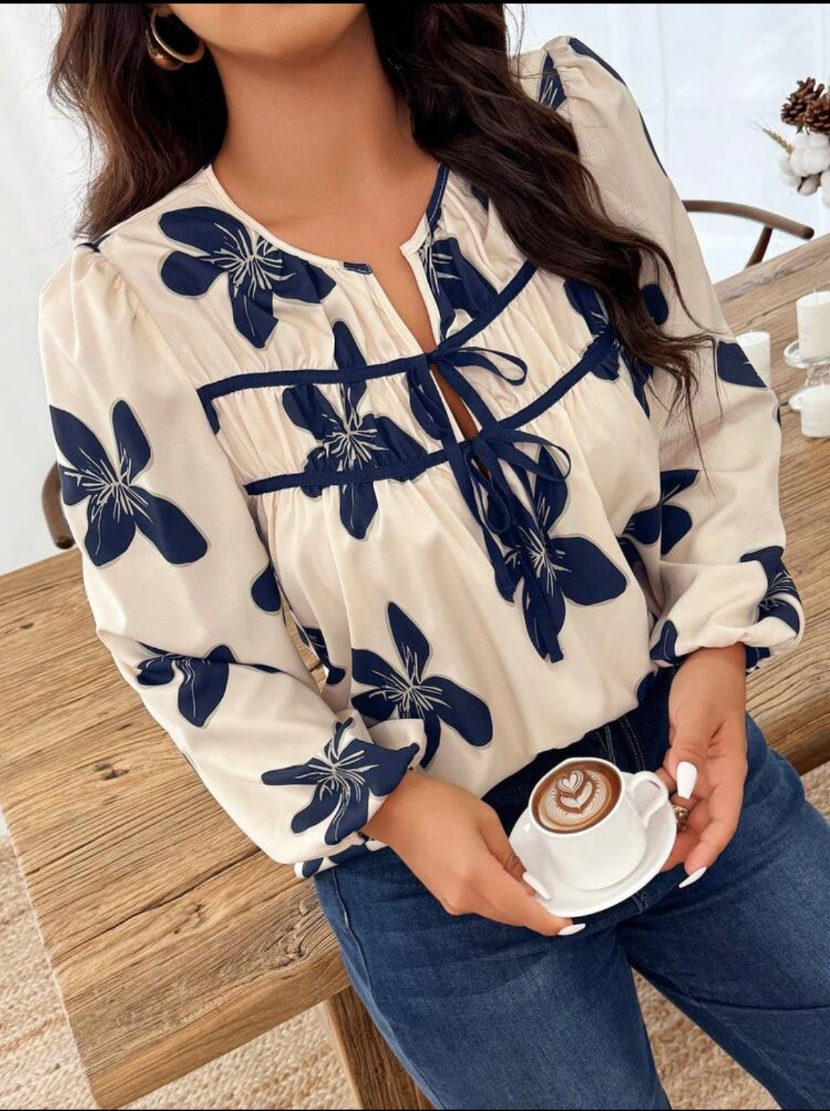Floral top with long sleeves