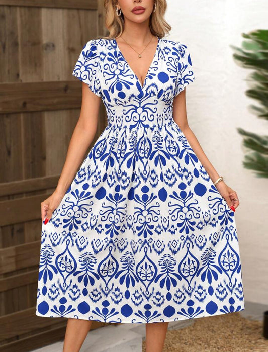 Short sleeve blue dress