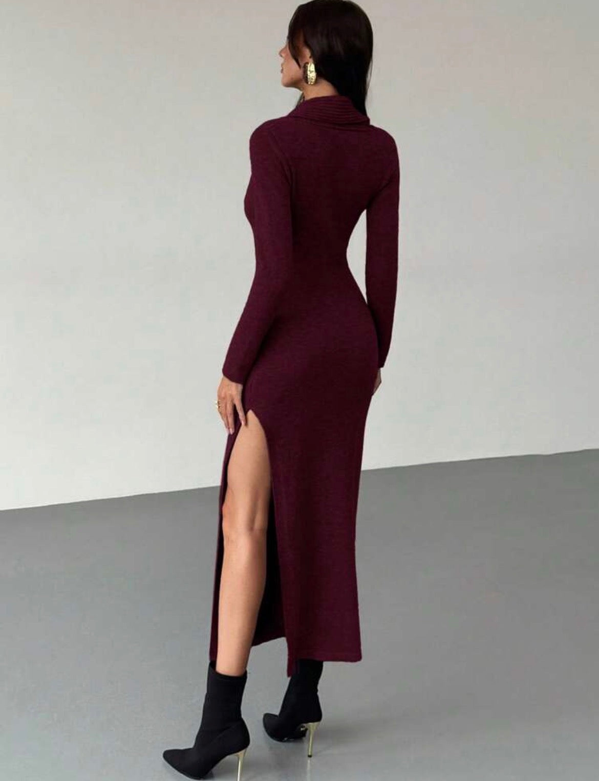 Bordeaux Shawl Maxi Dress