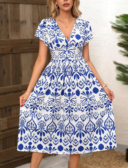 Short sleeve blue dress