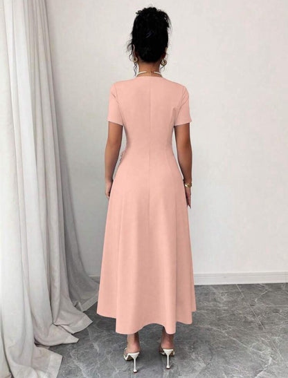 Short Sleeve Bow Decore Dress