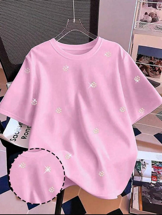 Beaded T-Shirt - Pink