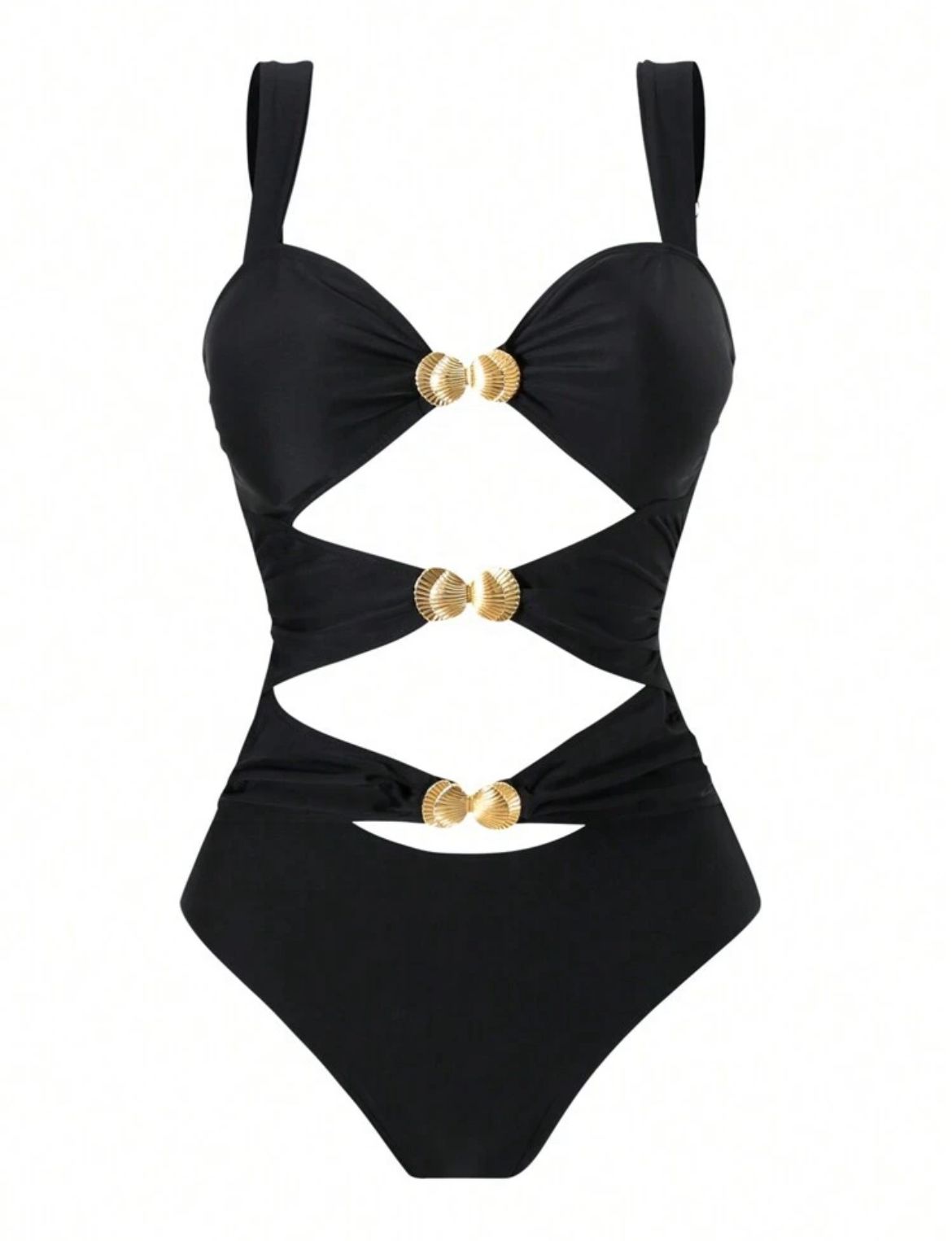 Shell Cutout Backless Strap One-Piece Swimsuit