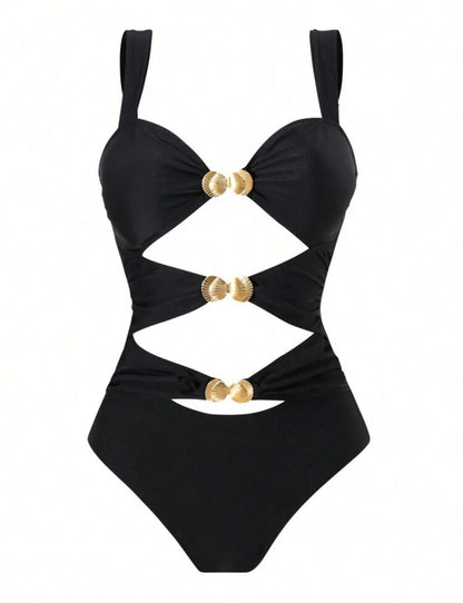 Shell Cutout Backless Strap One-Piece Swimsuit
