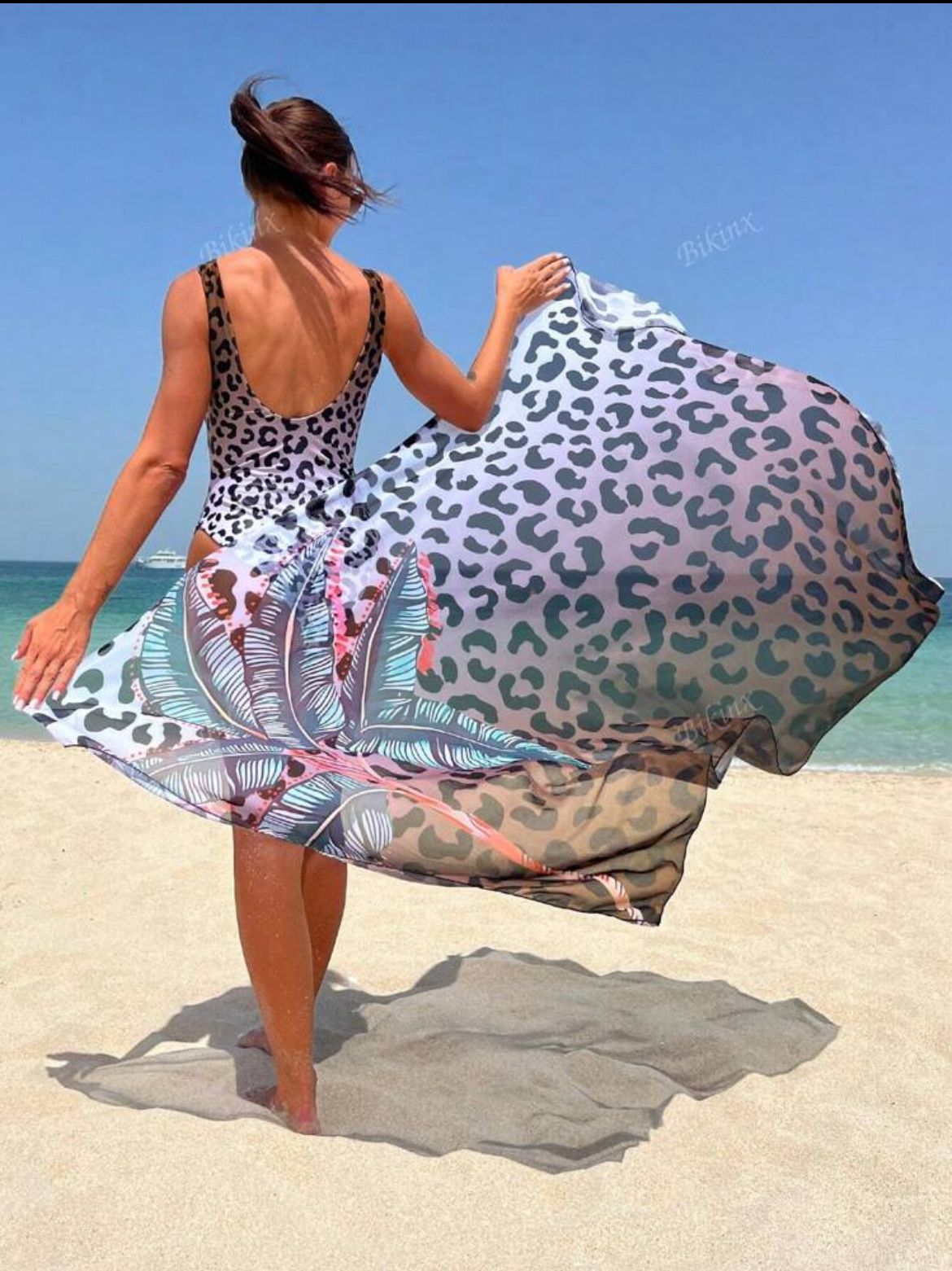 Tiger-Print Swimsuit with Scarf