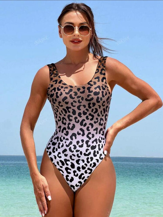 Tiger-Print Swimsuit with Scarf