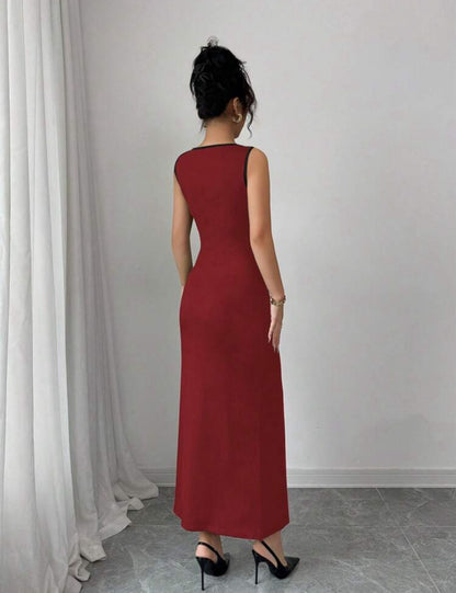 Sleeveless Knit Dress - Red